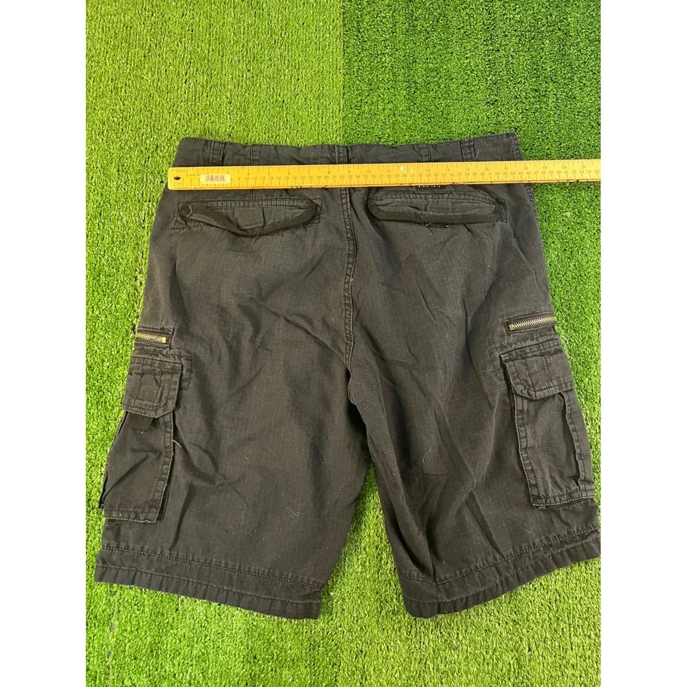 Ecko Unltd Mens Black Cargo Shorts Size 34 Cotton Relaxed Fit Zipper Detail Y2K